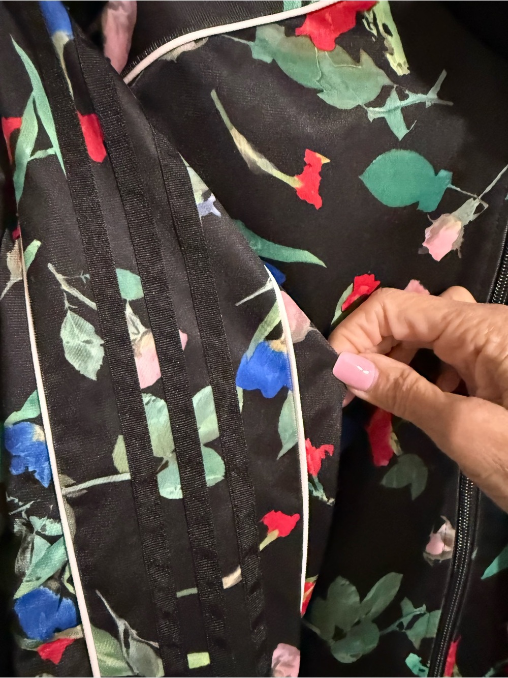 adidas Originals Bellista Floral Cropped Track Jacket Black Multicolor M - Picture 5 of 8